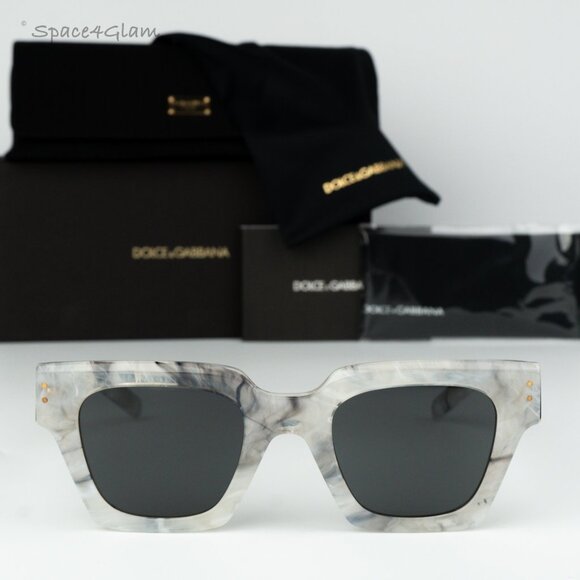 BRAND NEW D&G DG4413 342887 Grey Marble Grey Square Unisex Sunglasses - Picture 1 of 10